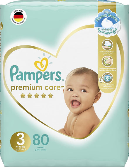Pampers Premium Care, Size 3, Midi, 6-10 kg, Super Saver Pack, 80 Diapers