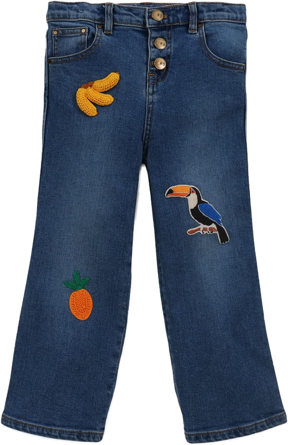 Gingersnaps Girls GPA0421 Bell Bottom Button-Fly Cropped Denim Pants With Embro Badge