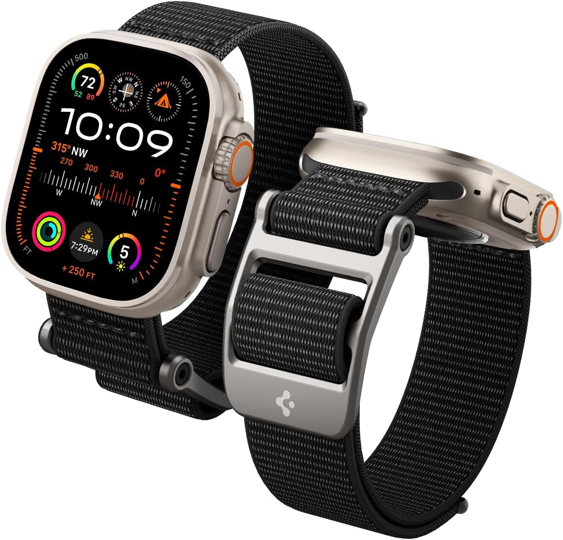 Spigen DuraPro Flex designed for Apple Watch Band for Apple Watch Ultra 2 / Ultra 49mm, Apple Watch Series 9/8/7 45mm, Series SE2/6/SE/5/4 44mm Ser 3/2/1 42mm Adjustable Solo Loop Band Strap - Black