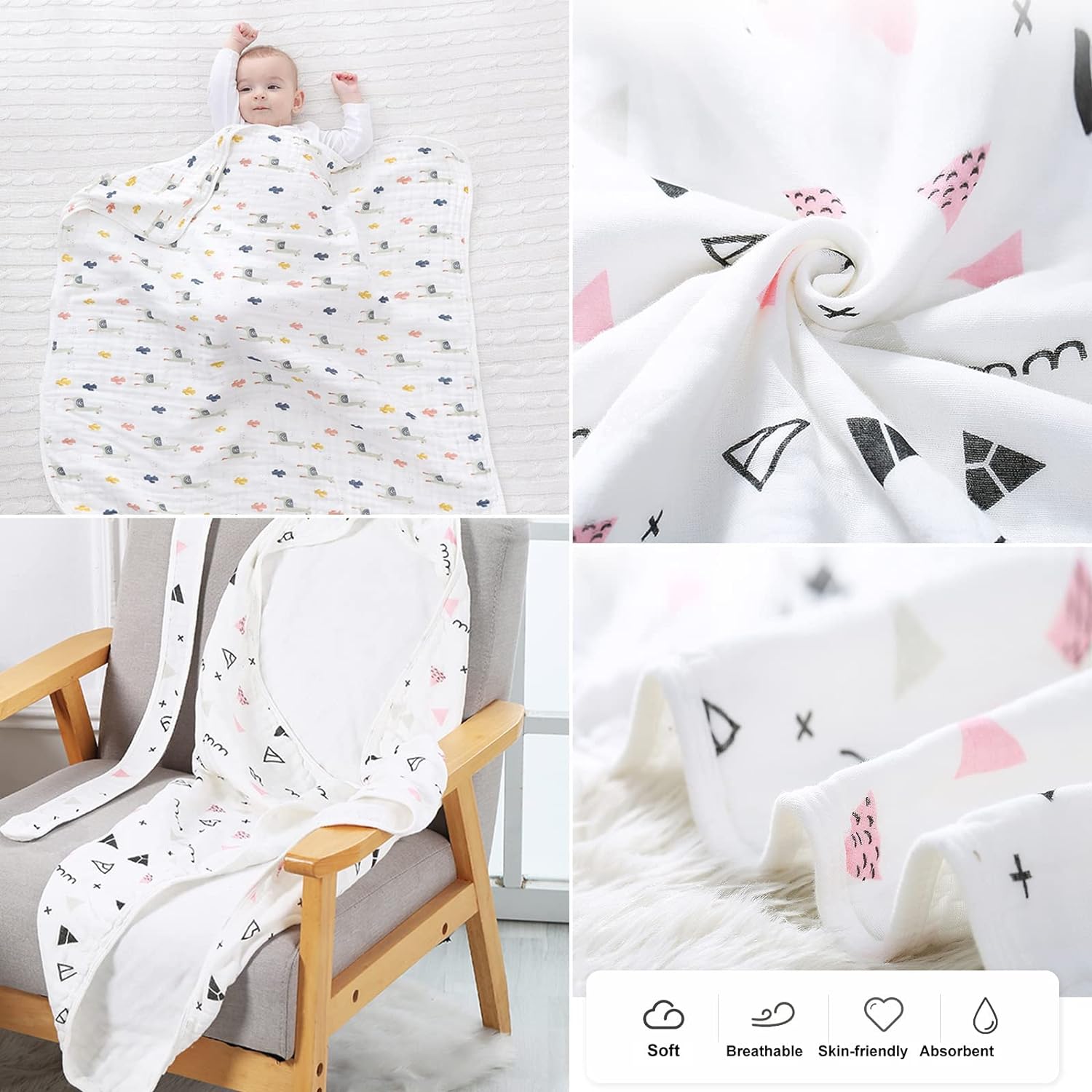 Baby Swaddle Wrap Blanket, Breathable Cotton Adjustable Swaddling Blanket for Newborn Infant Unisex 0-12 Months(Spacecraft)