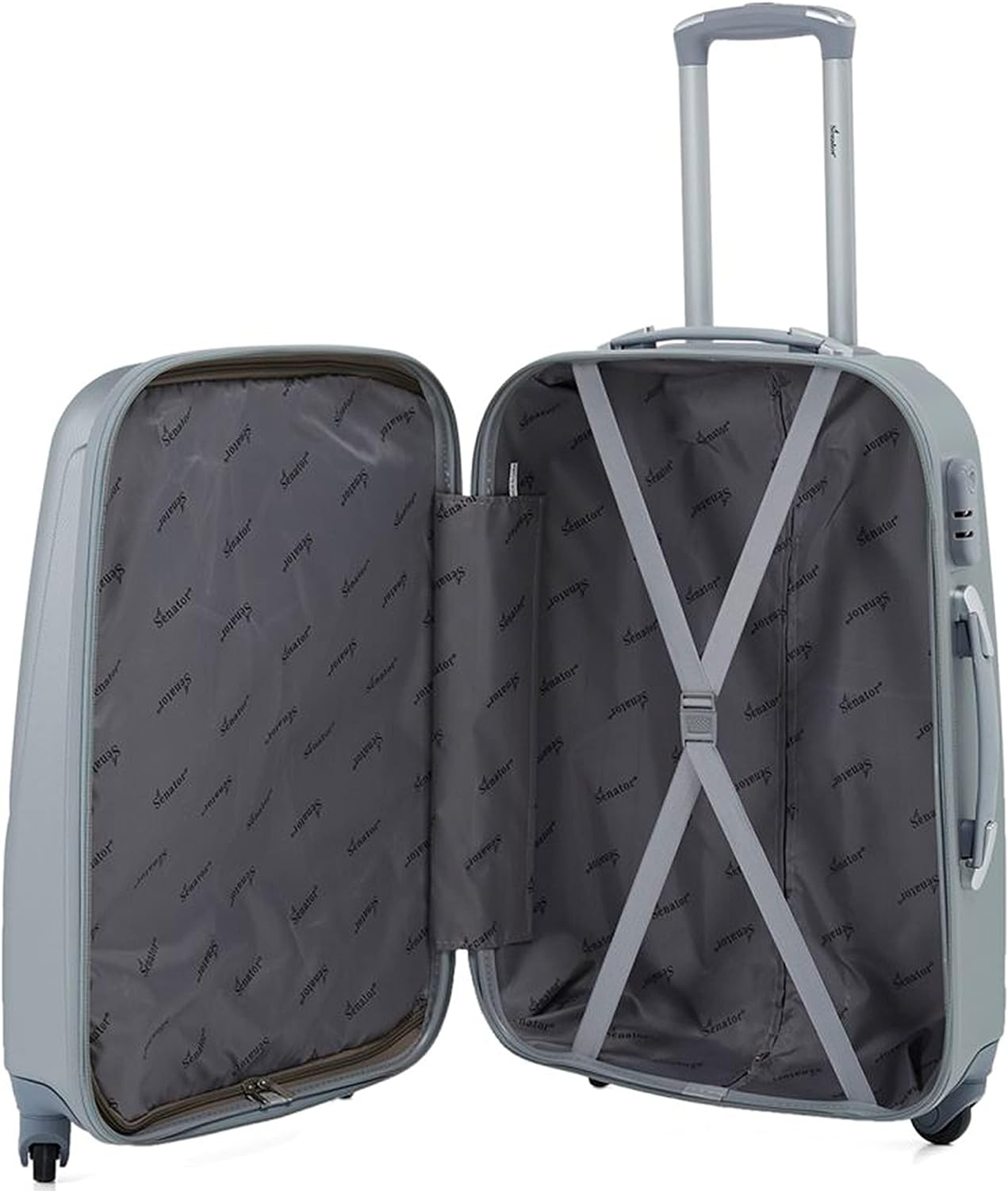 Senator Hard Shell Luggage Set- Lightweight 3-Piece ABS Luggage Sets with Spinner Wheels 4, (Set of 3, Black)