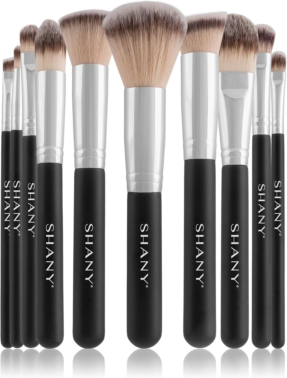 SHANY Black OMBRÉ Pro 10 PC Essential Brush Set with Travel Pouch