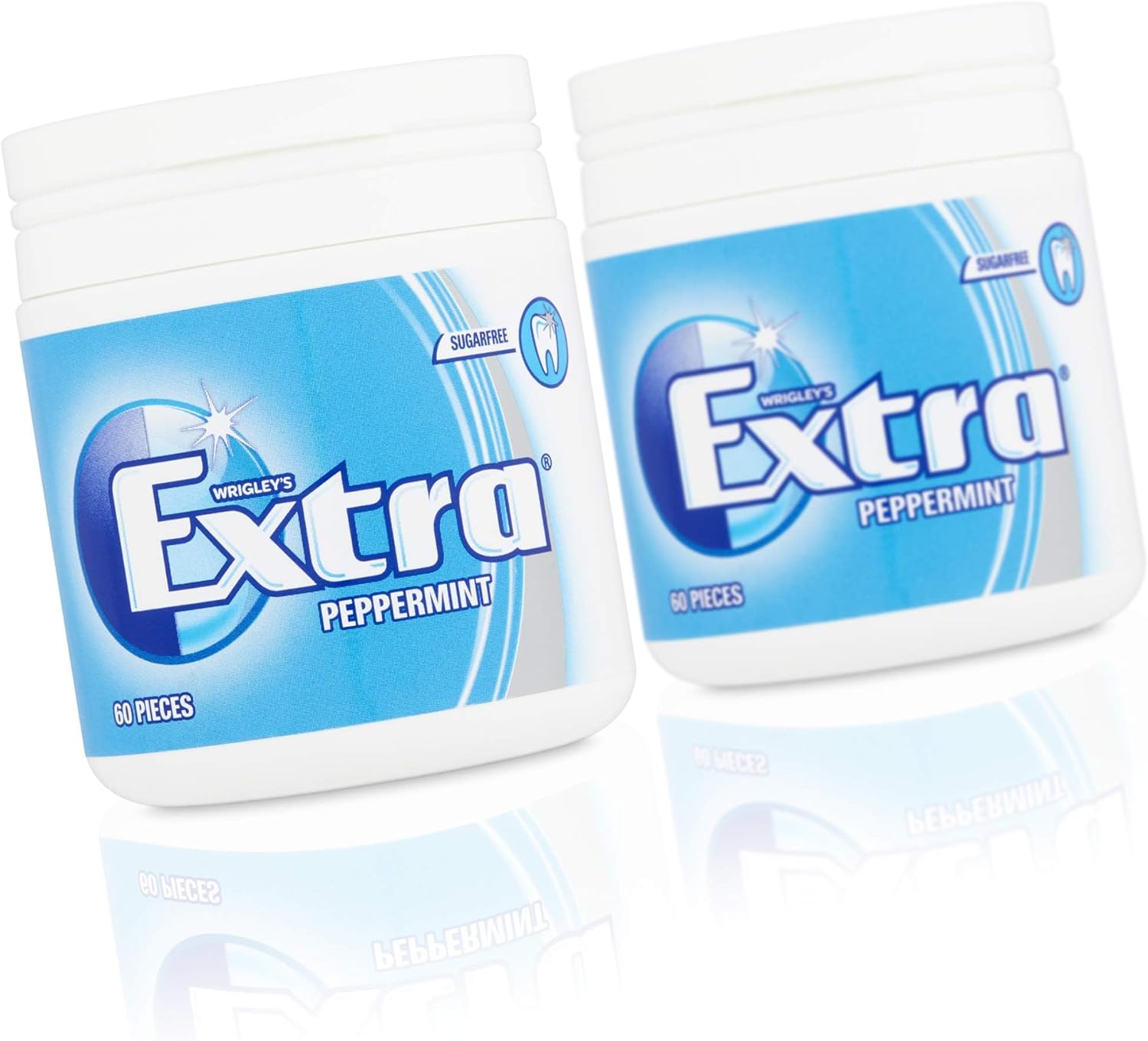 Extra White Chewing Gum Bottle, Sugar Free, Peppermint Flavour, 1 Bottle of 60 Pieces