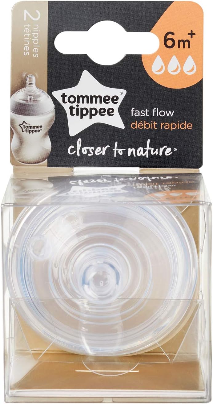 Tommee Tippee Closer to Nature Fast Flow Baby Bottle, 6+ months – 2pk