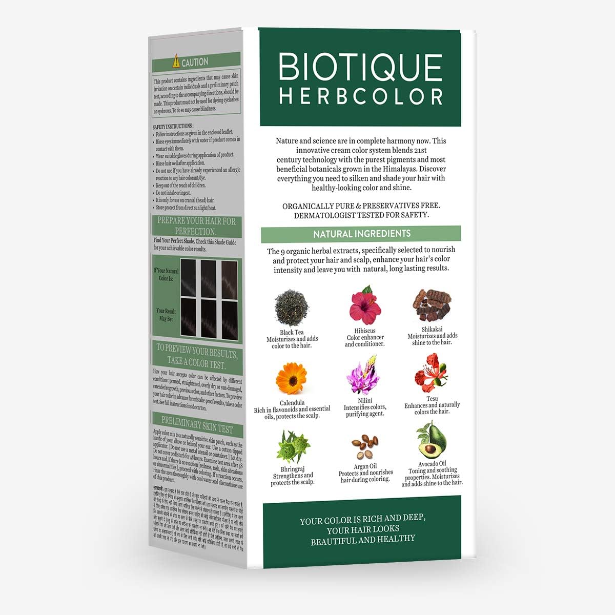 Biotique Bio Herbcolor 3N Darkest Brown Hair Color, 100% Grey Cover, With 9 Organic Herbal Extracts, 50g+110ml