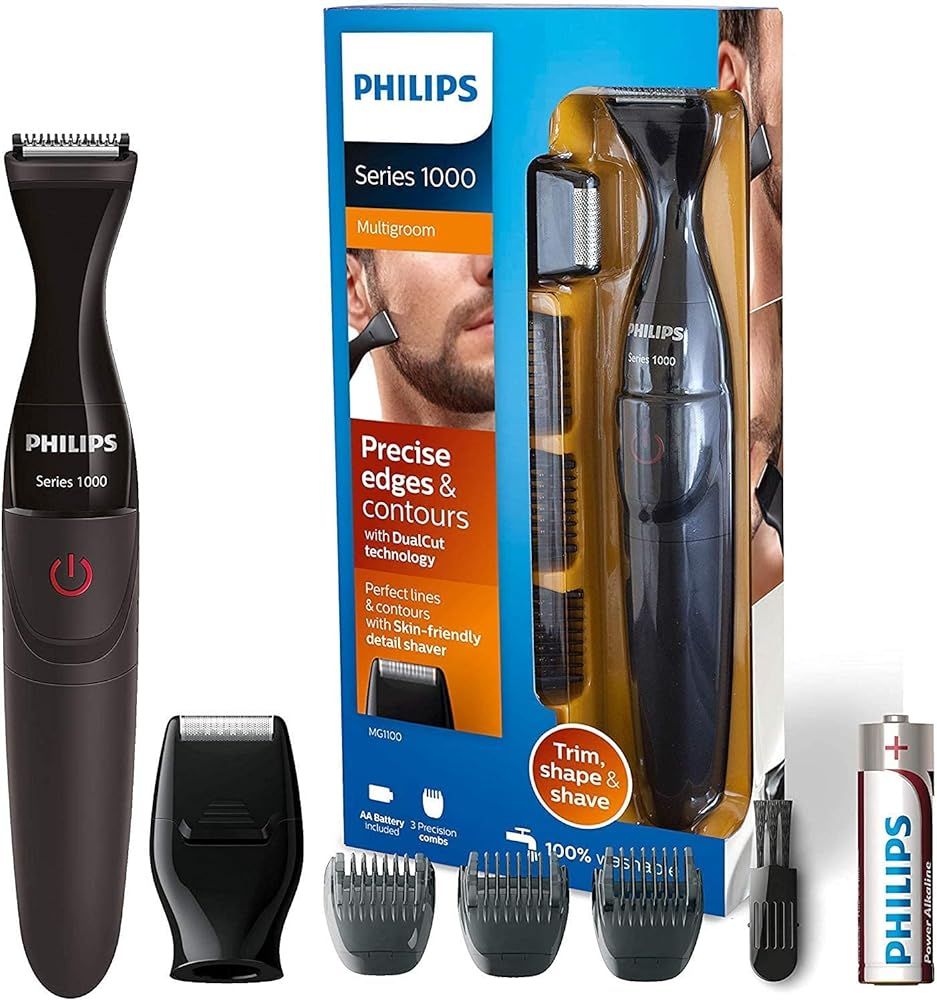 PHILIPS Multigroom Series 1000 Ultra Precise Beard Styler with DualCut Technology for Men, MG1100/16
