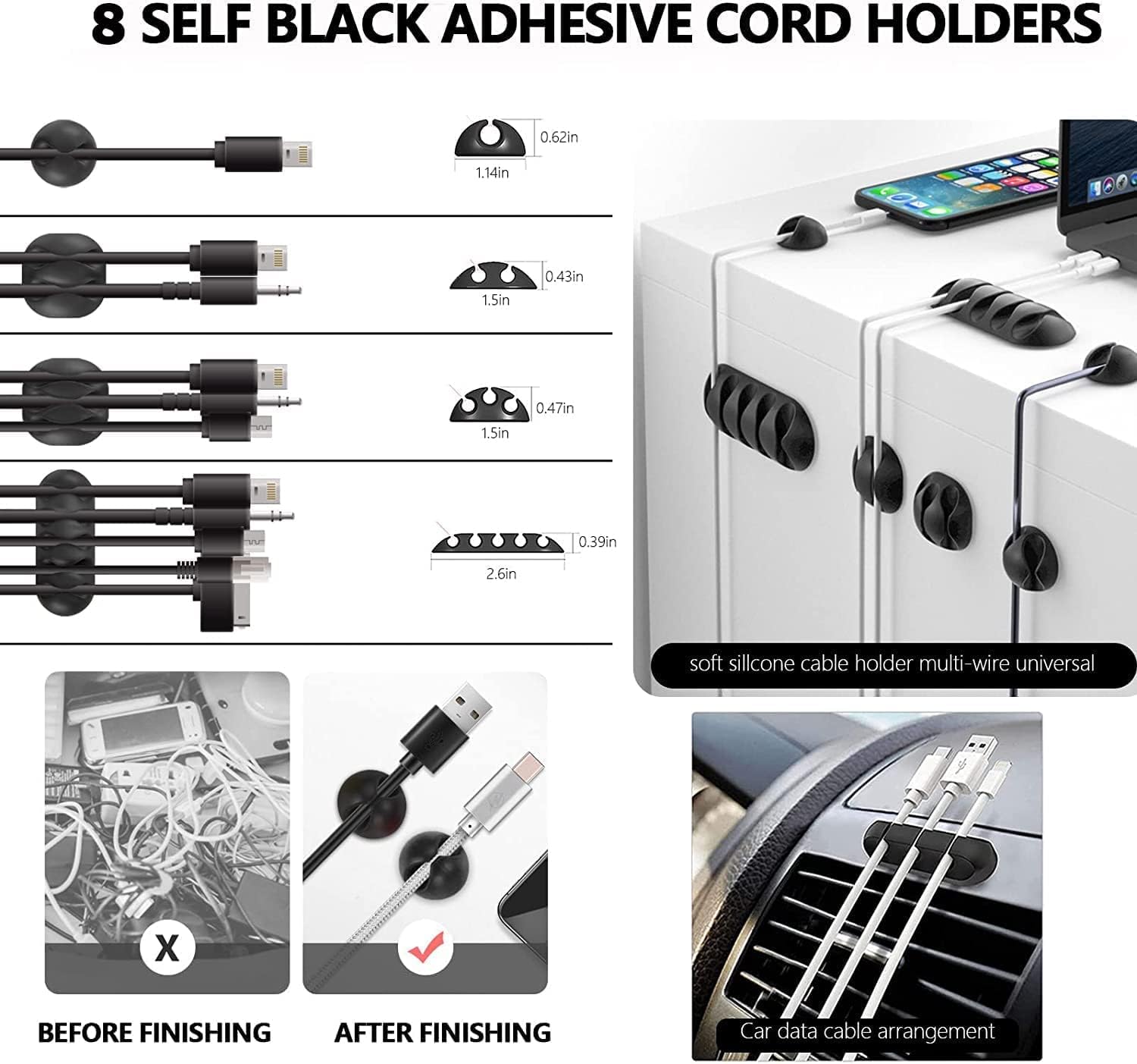 ANYOUI 273 Pcs Cable Management Organizer Kit, Cable Organizer for Home and Office. Useful for Power Cord, Desktop Cable Clips Bundle, USB Cable, TV Cable, PC, Home Office Cord Holder for Desk etc