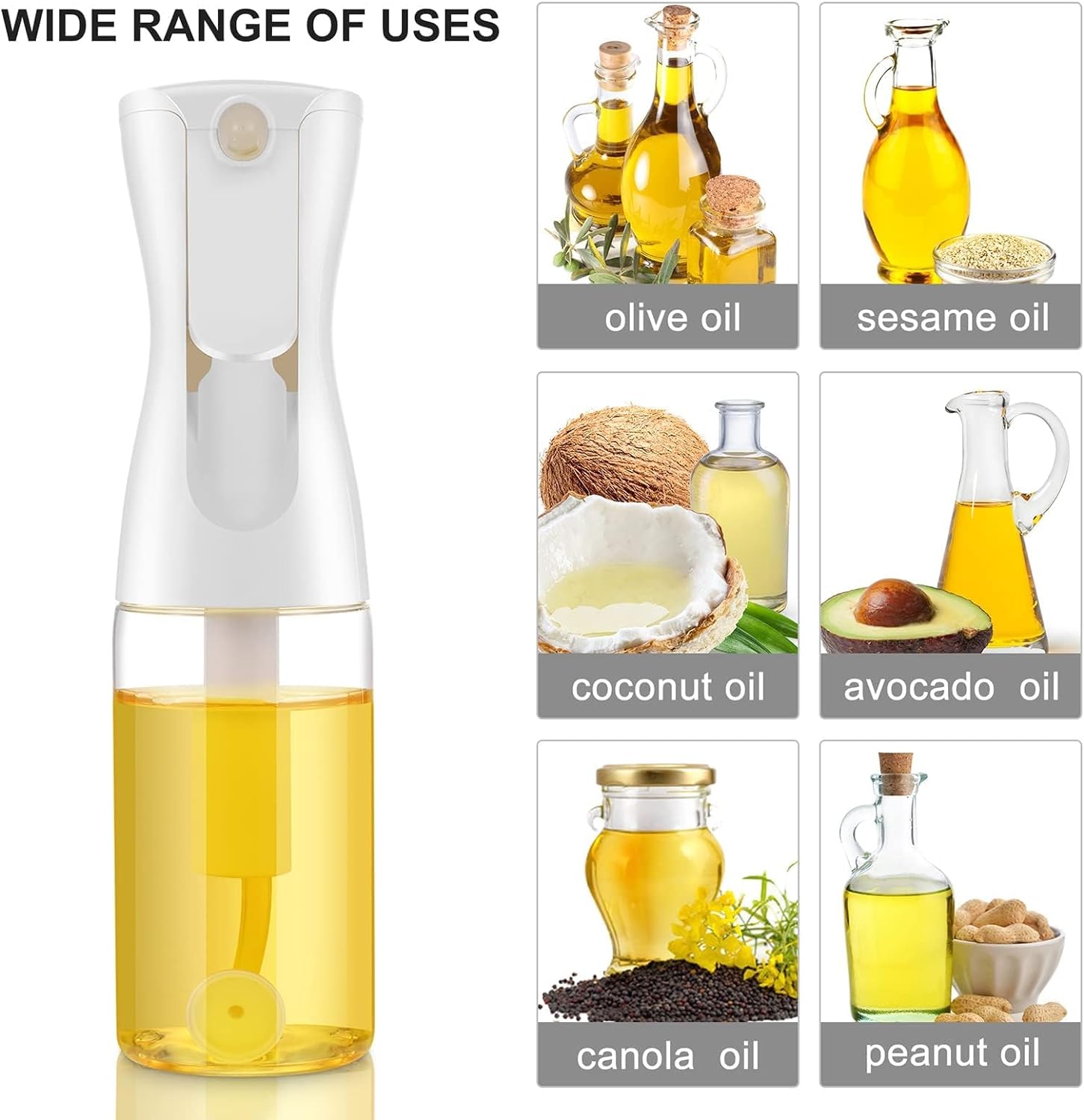 Oil Sprayer for Cooking, 200ml Olive Oil Sprayer Mister, Olive Oil Spray Bottle, Kitchen Gadgets Accessories for Air Fryer, Canola Oil Spritzer, Widely Used for Salad Making, Baking, Frying, BBQ