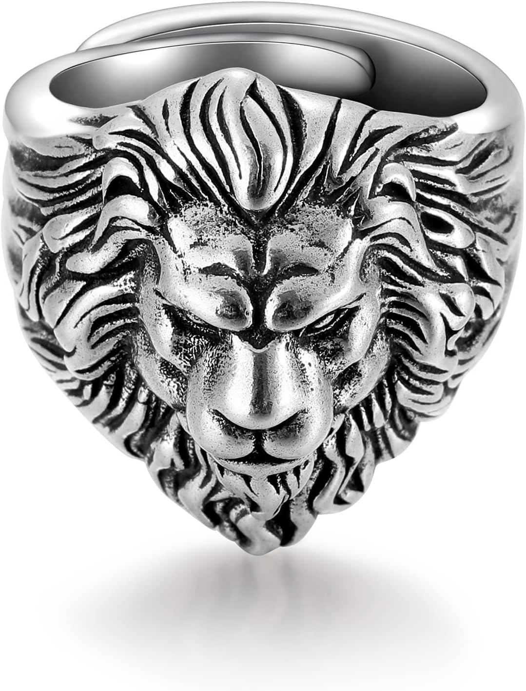 SHAMZBEST Lion Ring for Men Titanium Stainless Steel Open Ring