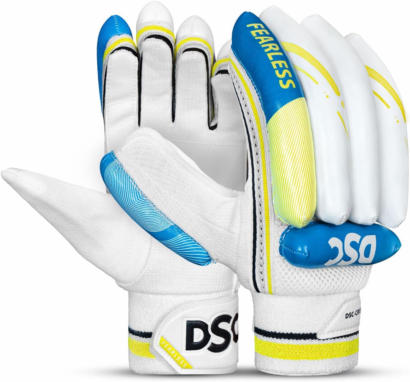 DSC Condor Ruffle Leather Cricket Batting Gloves, Boys Right (White Black)