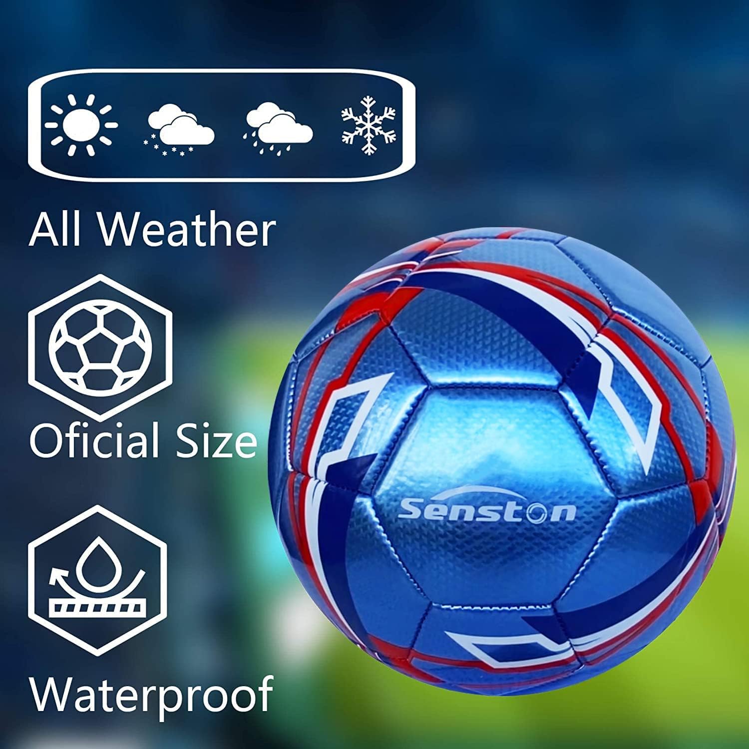 Senston Soccer Ball Official Size 5 with Pump - Training Match Soccer Ball Adult and Junior Kids Soccer Ball