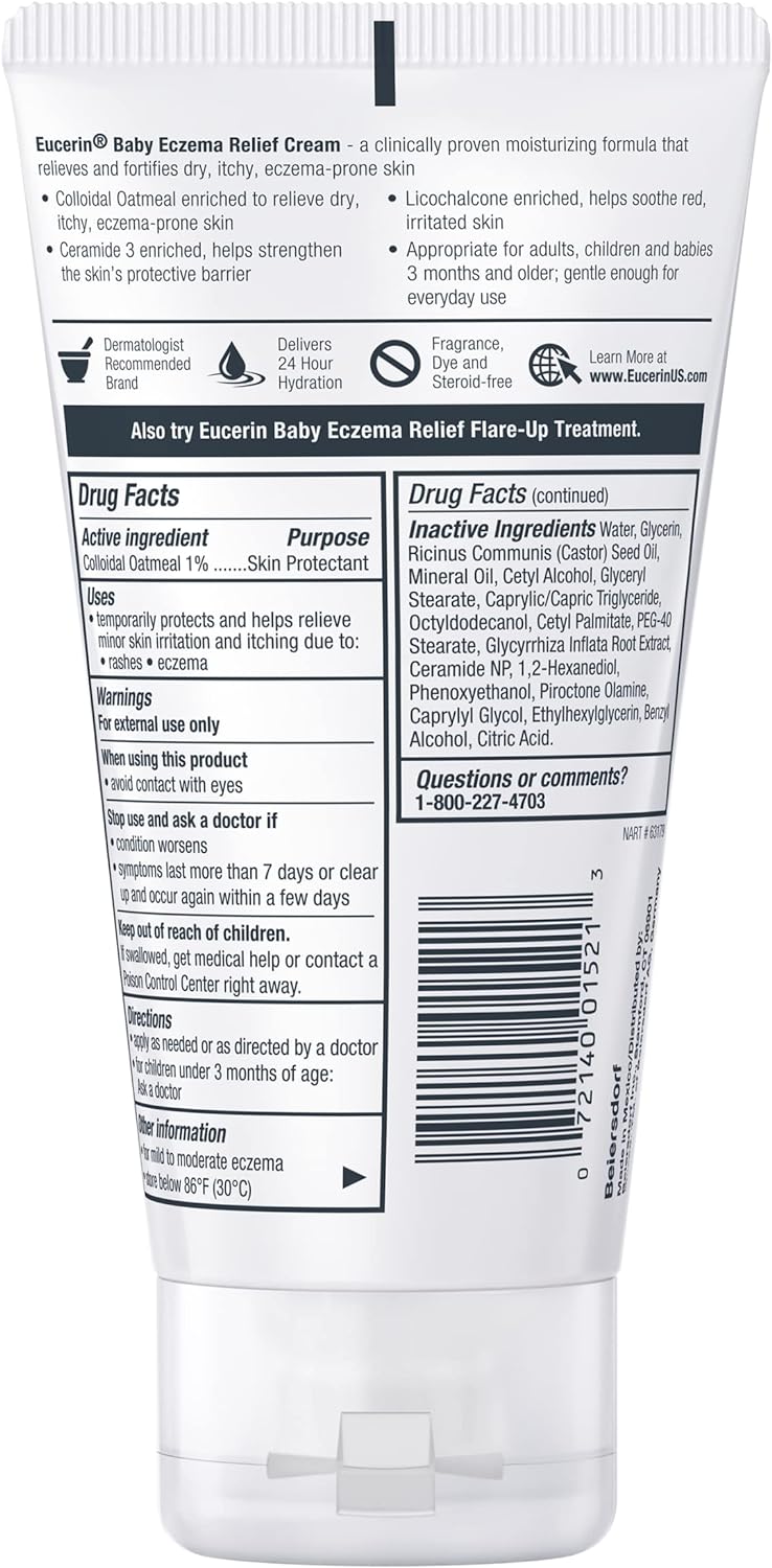 Eucerin Baby Eczema Relief Body Cream - Steroid & Fragrance Free For 3+ Months of Age - 5 Oz. Tube