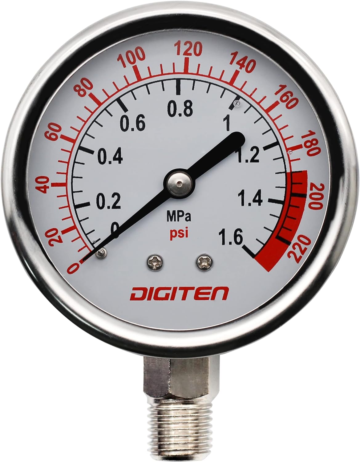 DIGITEN Water Pressure Gauge Meter 0-1.6MPa 0-220psi 1/4" f Reverse Osmosis System Pump¡­