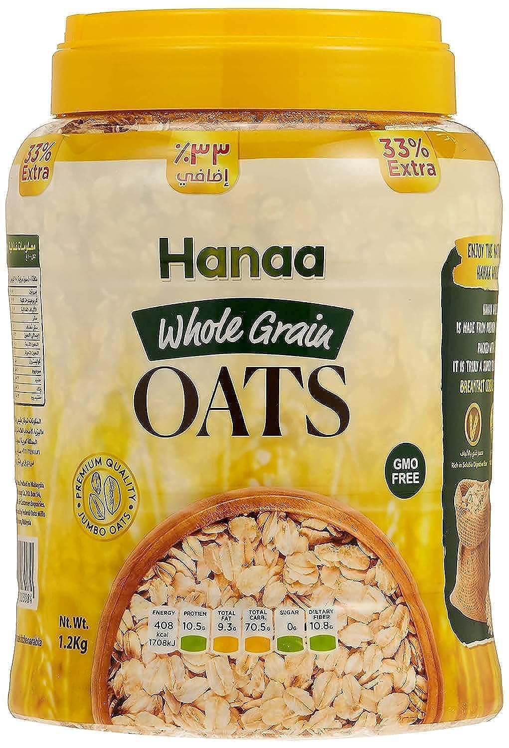 Hanaa Whole Grain Oats - 900g - 100% Natural Premium Jumbo Flakes