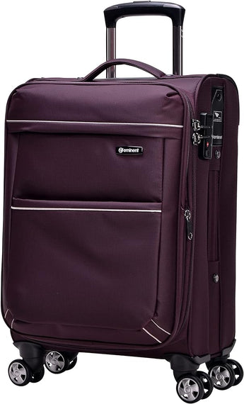 Eminent Expandable Luggage Trolley Bag Soft Suitcase for Unisex Travel Polyester Soft Shell Luggage Lightweight with TSA lock Double Spinner Wheels V6093SZ (Carry-On 20-Inch, Purple)