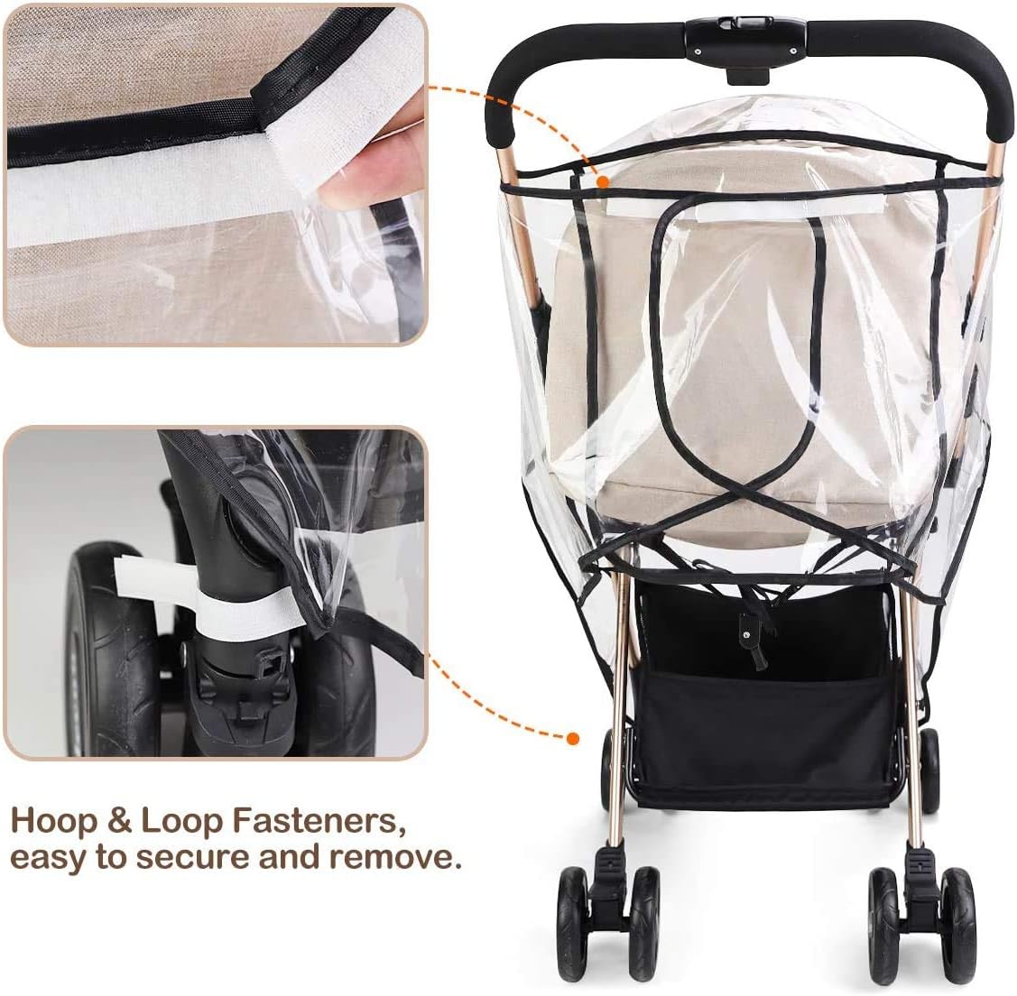 Monico Universal Rain Cover for Pushchair - PVC-Free|Stroller Buggy Air Circulating Water Resistant and Durable Baby Against Rain Snow Wind Sleet Dust Travel Outdoor Clear EVA Transparent