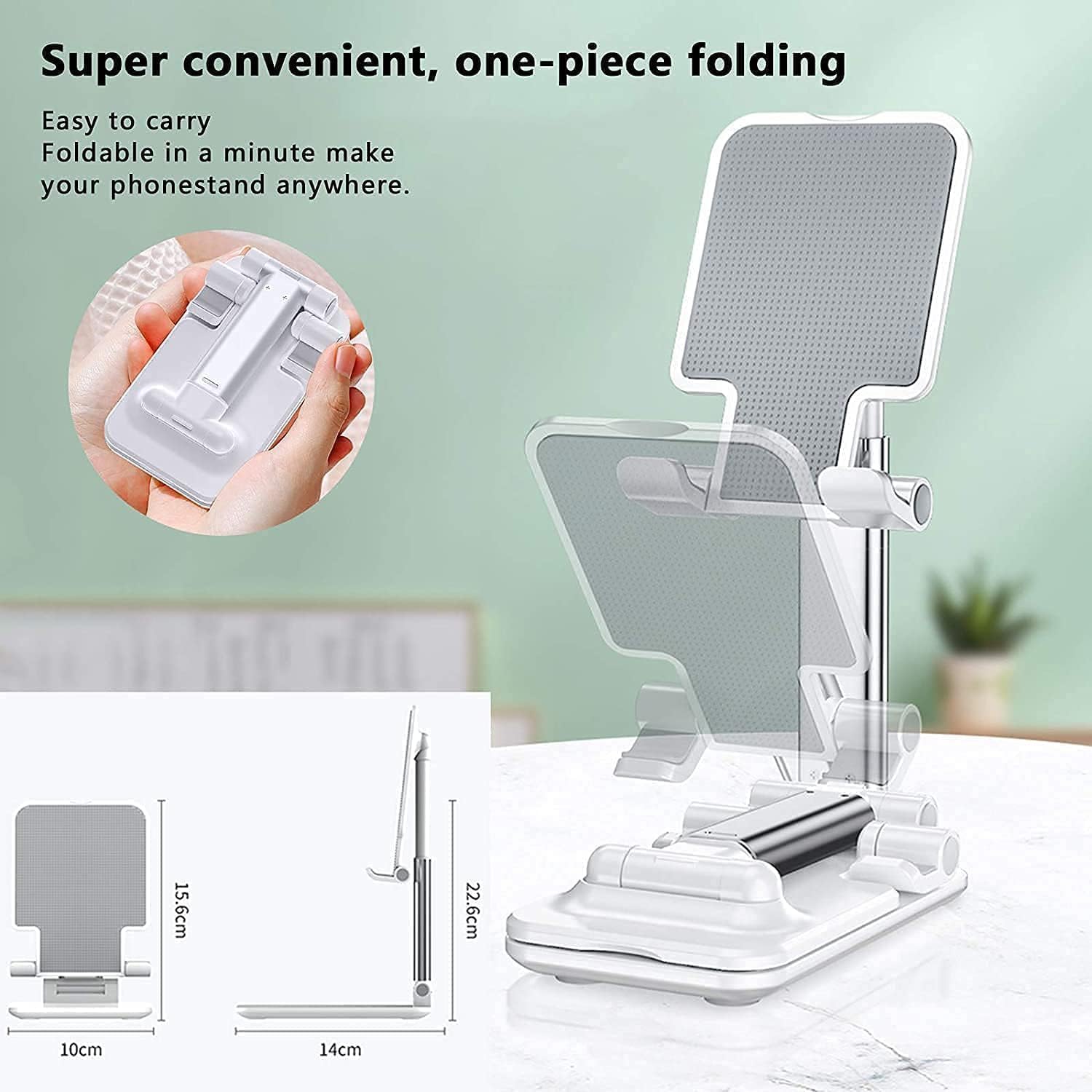 ECVV Foldable Mobile phone Stand Tablet Work area All-inclusive Convenient Rotatable Holder for iPhone, iPad Arouse, Nintendo Switch, Cell and up to 13" (White)