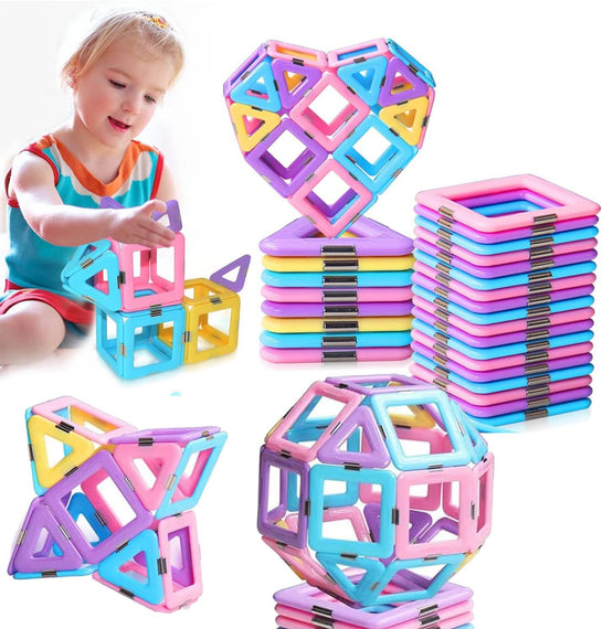 Magnetic Tiles Toys for 3 4 5 6 7 8+ Year Old Boys Girls Upgrade Magnetic Blocks Building Set for Toddlers Creativity Toys（40Pcs-Random color)