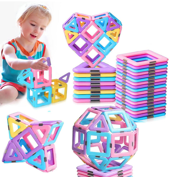 Magnetic Tiles Toys for 3 4 5 6 7 8+ Year Old Boys Girls Upgrade Magnetic Blocks Building Set for Toddlers Creativity Toys（40Pcs-Random color)