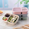 halamodo Bento Box with Lids Wheat Straw- Reusable- Bento Lunch Box for School with 3 Compartments Reusable 3-Grid Food Containers Microwave & Dishwasher & Freezer Safe BPA Free (Pink)