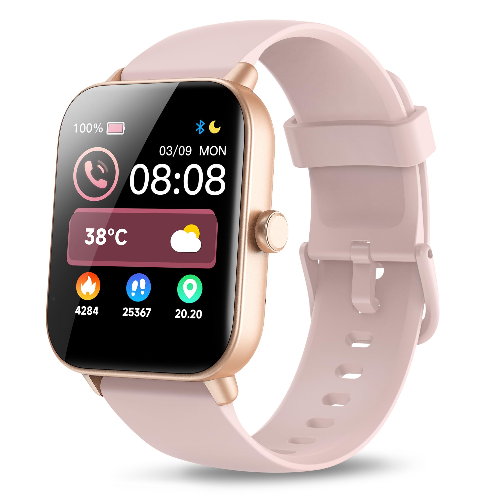 Smart Watch for Women (Alexa Built-in & Bluetooth Call), 1.8" Smartwatch with SpO2/Heart Rate/Sleep/Stress Monitor, Calorie/Step/Distance Counter, 100+ Sport Modes, IP68 Fitness Watch for Android iOS