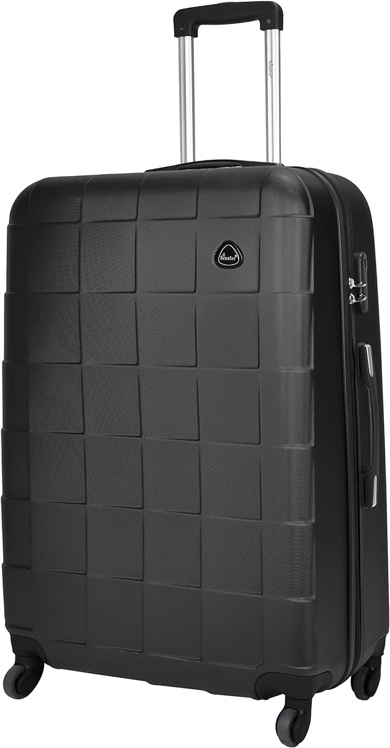 Senator Hard Shell Luggage Set Lightweight 3-Piece ABS Luggage Sets with Spinner Wheels 4 A207 (Set of 3, Black)