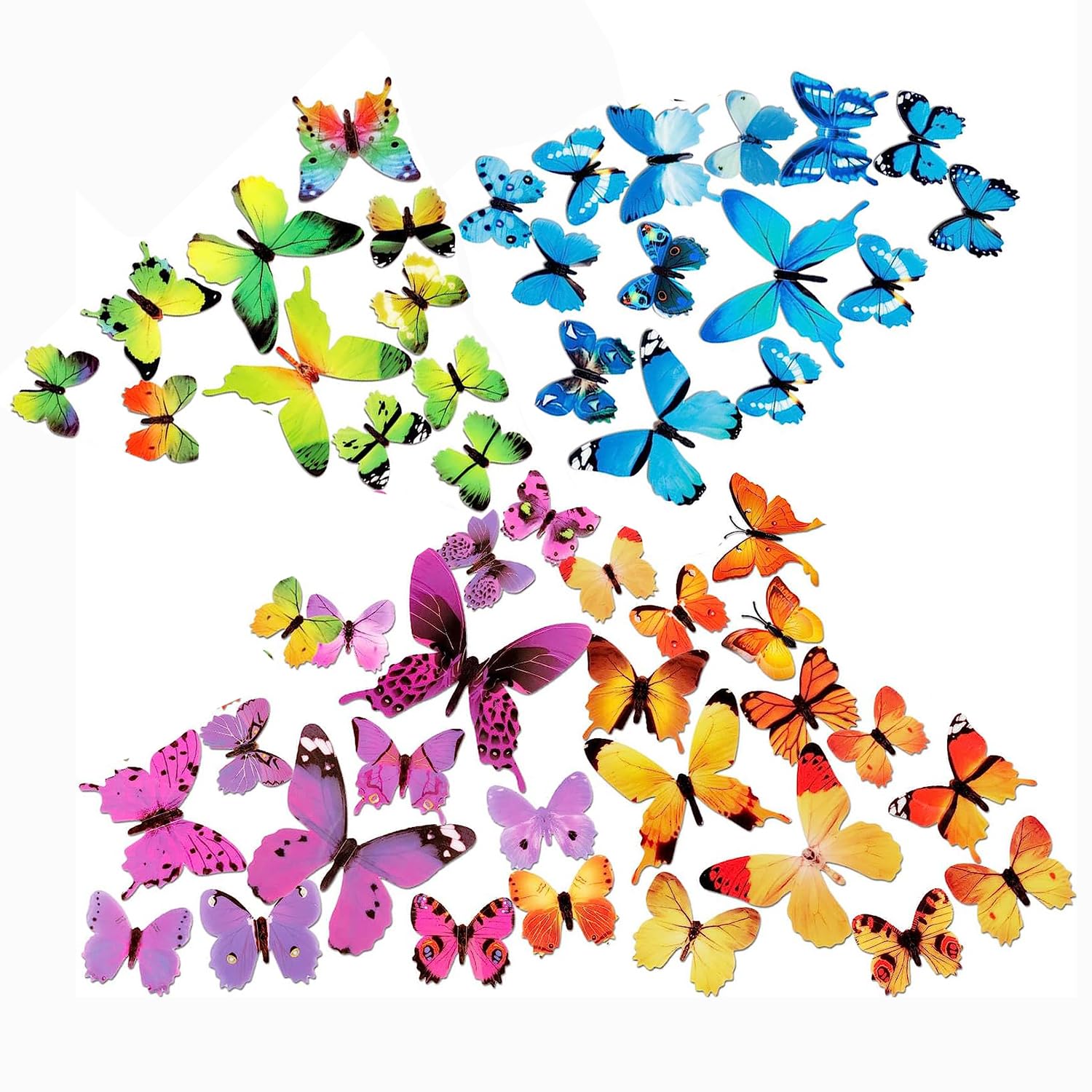 48PCS Butterfly Wall Decals Room Decor Wall Art 3D Butterflies Mural Sticker Home Decoration Kid Girl Bedroom Bathroom Nursery Classroom Office Party Removable Decorative