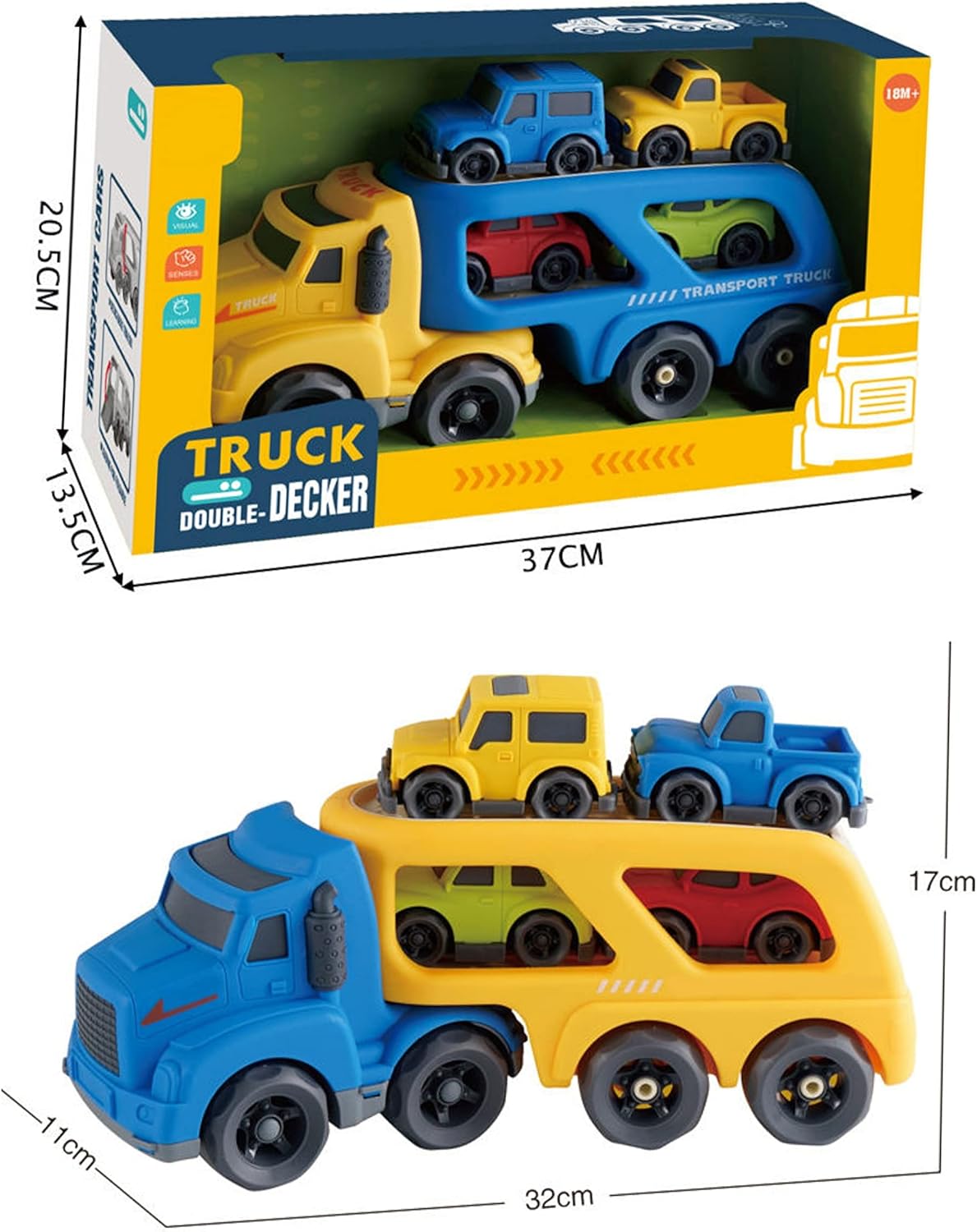 5 in 1 Transport Carrier Truck Toys Set,Toys for 18 Months + Boys and Girls,Friction Powered Car Toys Play Vehicle Toys, birthday Gifts for Boys Girls