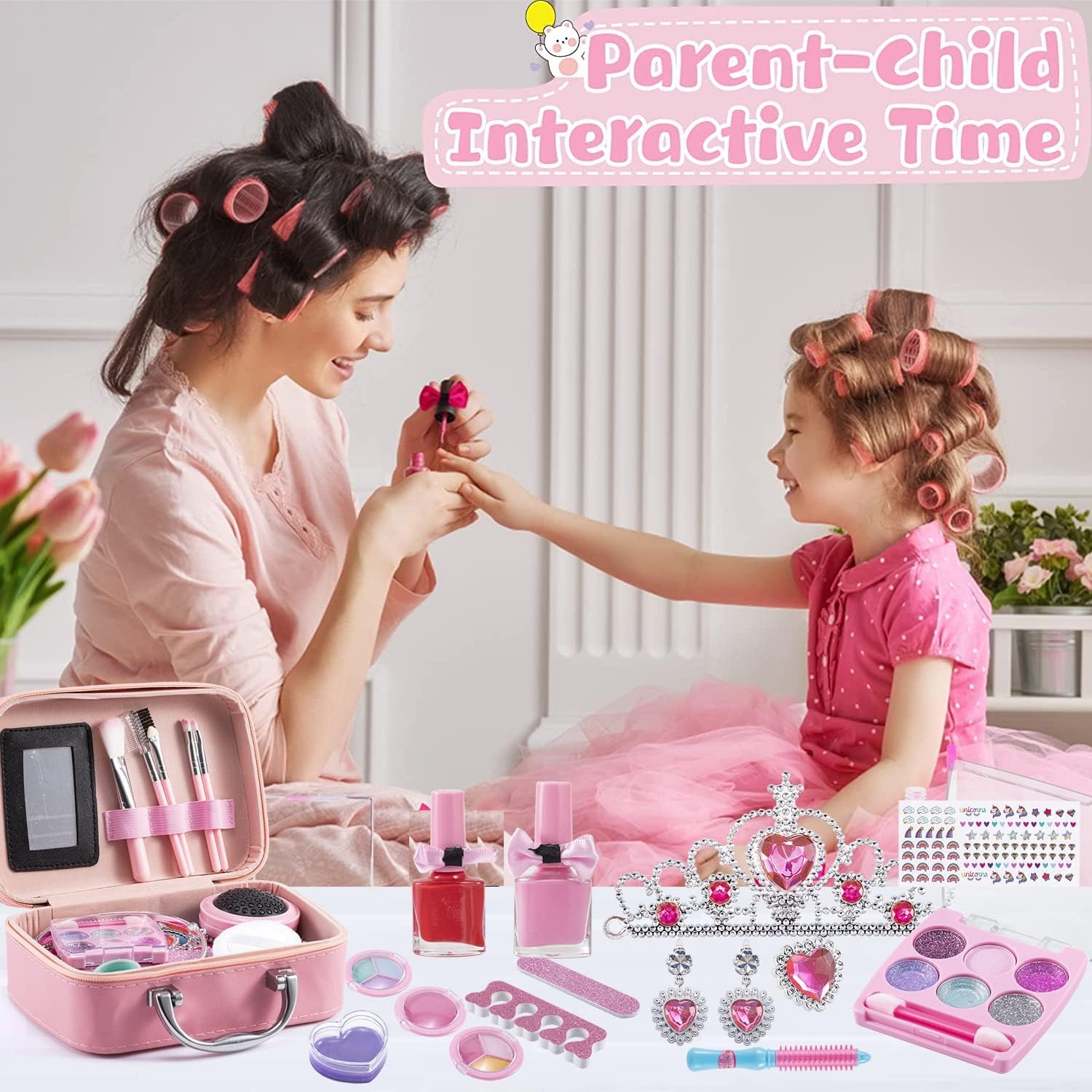 Kids Makeup Kit for Girls, Washable Make Up Set 32pcs Toy for Kids Girls Makeup for Children, Kids Makeup Sets for Girls Birthday Gifts for 5 6 7 8 9 10 Year Old Girls Tiokkss