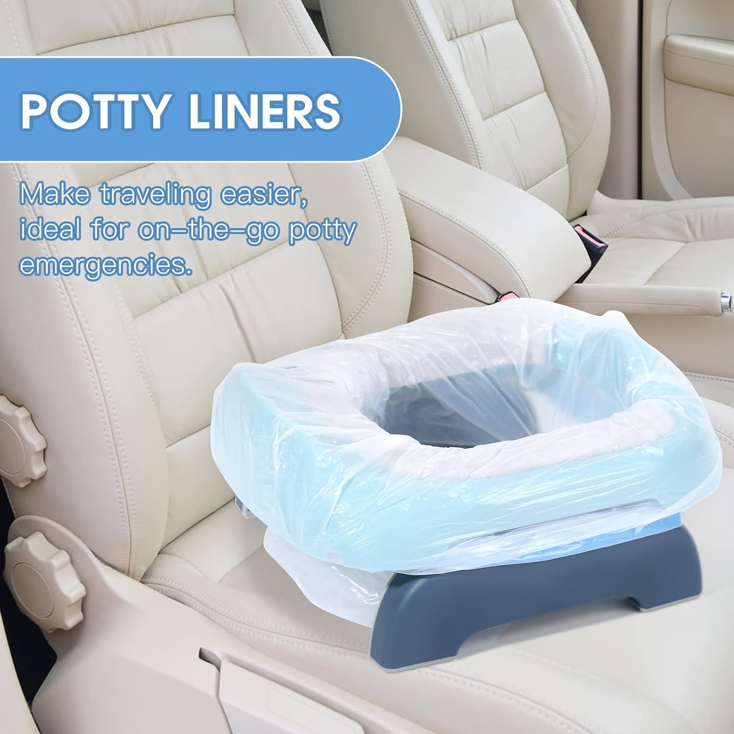 50 Pcs Potty Bags for Portable Toilet Universal Potty Chair Liners with Drawstring 17"x19" Potty Liners Disposable Training Toilet Seat Cleaning Bags for Kids Toddlers Adults Pets Outdoors