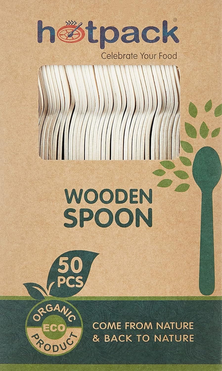 Hotpack Eco Friendly Disposable Wooden Spoon 50 Pieces ' 50 Units