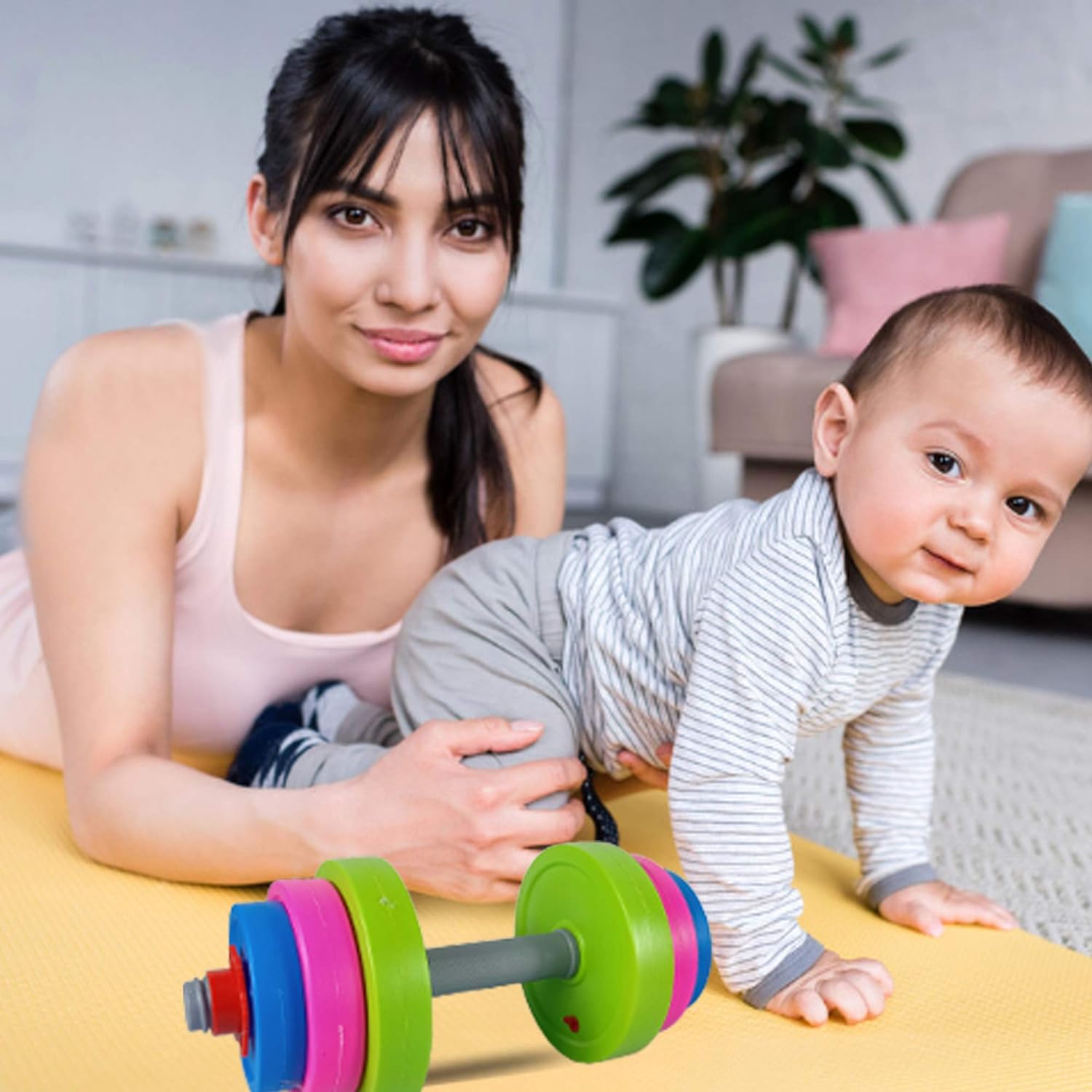 RAINBOW TOYFROG Toys Dumbbells -Kids Workout Equipment Set- Pretend Toddler Gym Stuff Weights for Exercises -Adjustable Dumbbell Fill with Beach Sand or Water