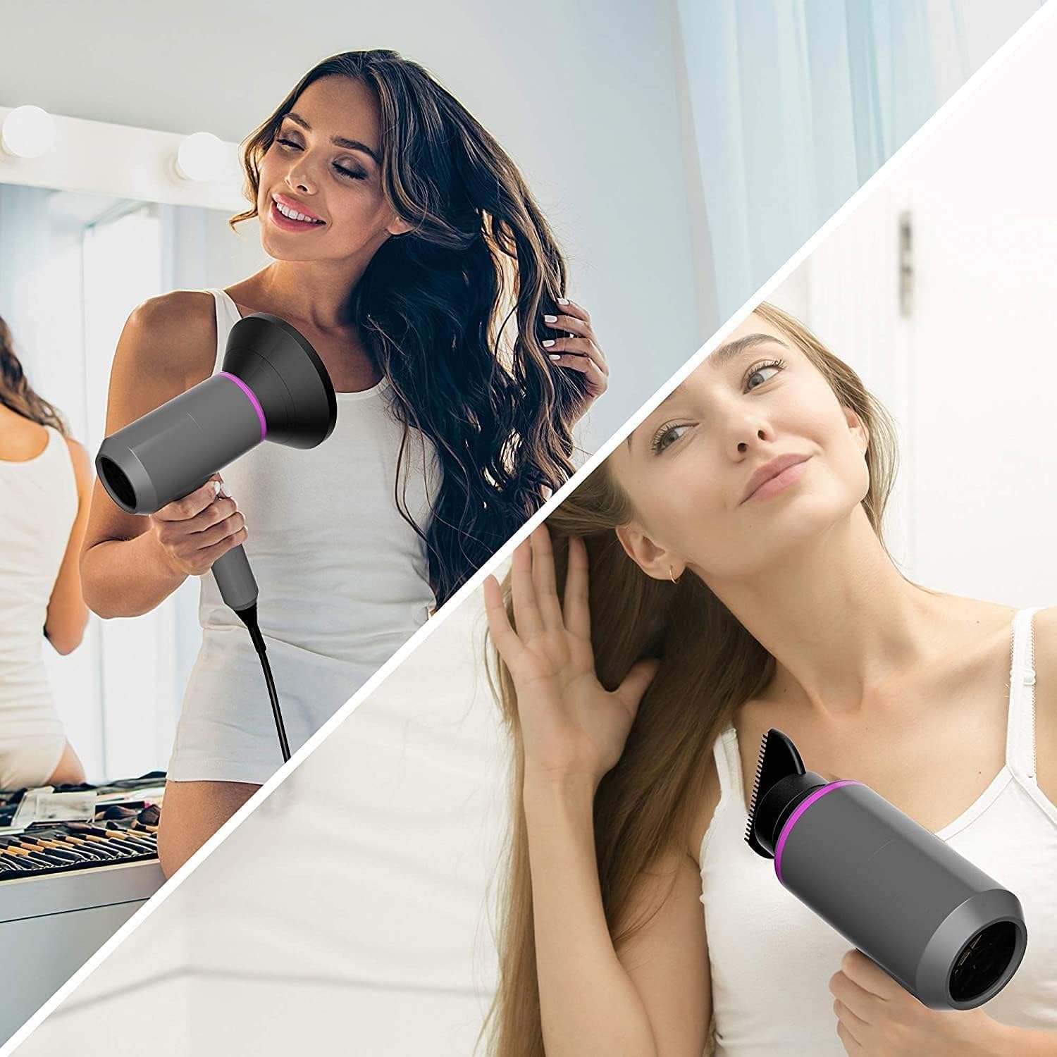 Joyzzz Ionic Hair Dryer, 1800W Professional Hairdryer with Powerful AC Motor, Negative Ion Fast Drying Blow Dryer with 3 Heating, 2 Speed and Cold Settings, Hair Dryer for Home and Travel