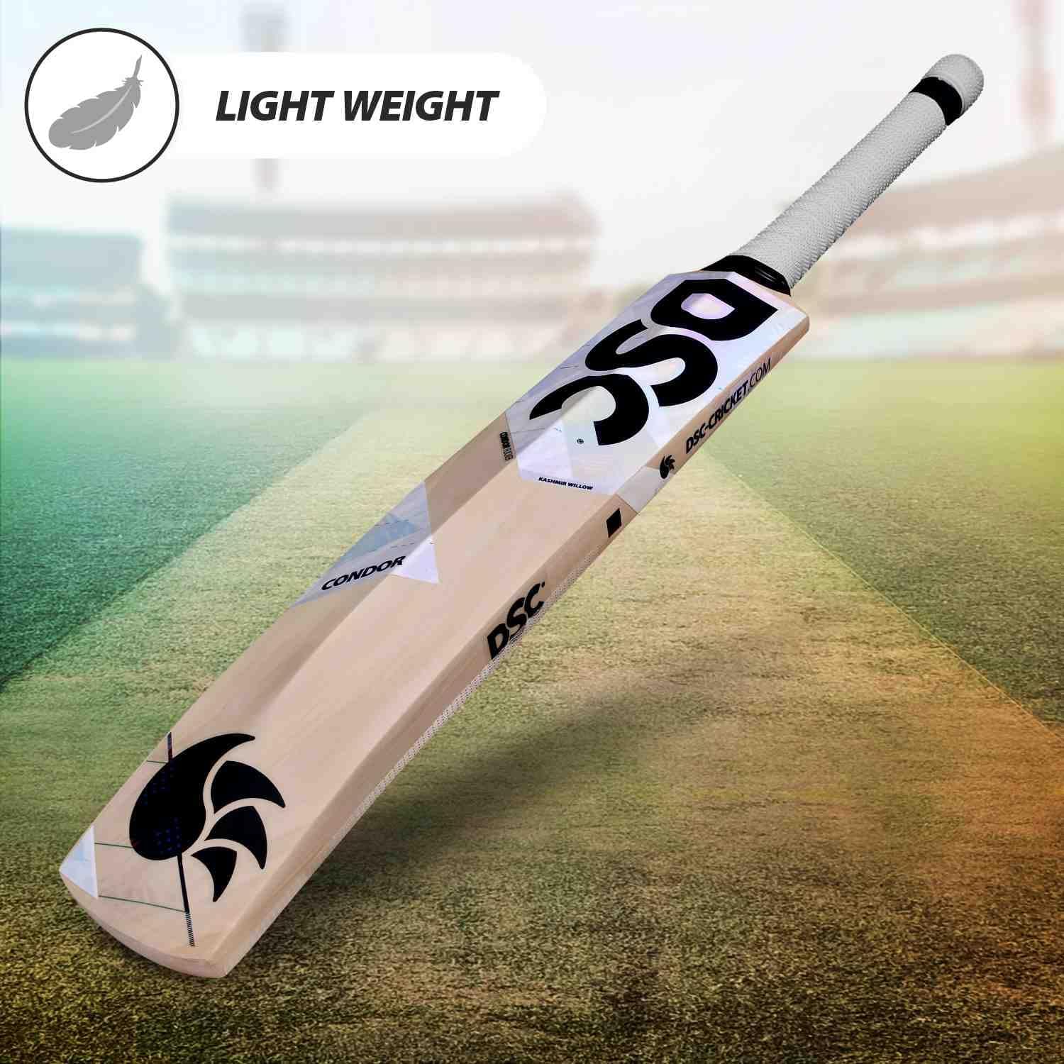 DSC Condor Flicker Kashmir Willow Cricket Bat (Size: 2, Ball_ type : Leather Ball, Playing Style : All-Round)