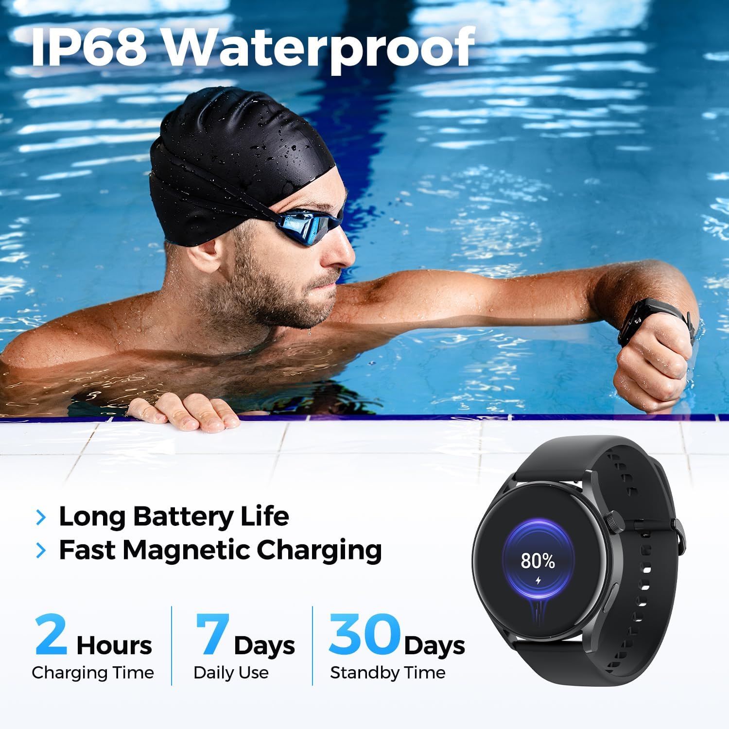 SoundPEATS Smart Watch 4 (Answer/Make Calls) 1.38" Smart Watches for Men Women, 109 Sport Modes Fitness Tracker with Heart Rate Blood Oxygen Sleep Monitor IP68 Waterproof Smartwatch for Android iPhone