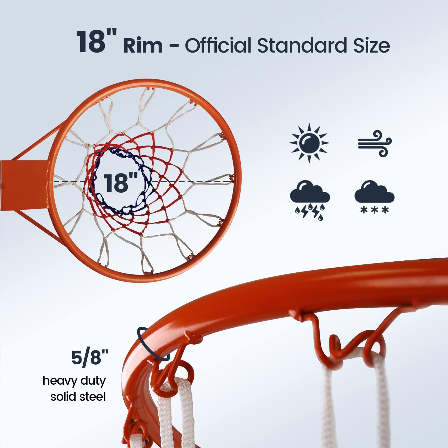 Atufare Basketball Rim Goal,18" Wall Door Mounted Hanging Basketball Rim Goal Hoop Net Indoor Outdoor with All Weather Net Wall Mounted