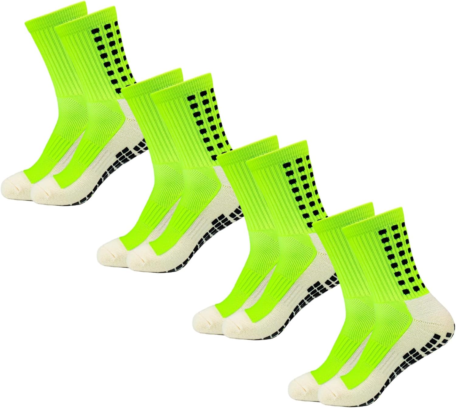 Men's Soccer Socks Anti Slip Non Slip Grip Pads for Football Basketball Sports Grip Socks, 4 Pair