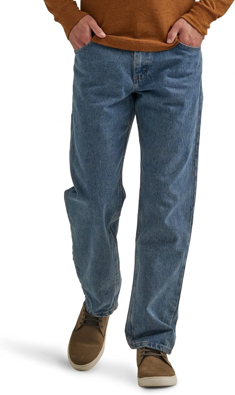 سروال جينز قطن كلاسيكي للرجال بخمسة جيوب وقصة عادية من رانجلر اوثانتيكس