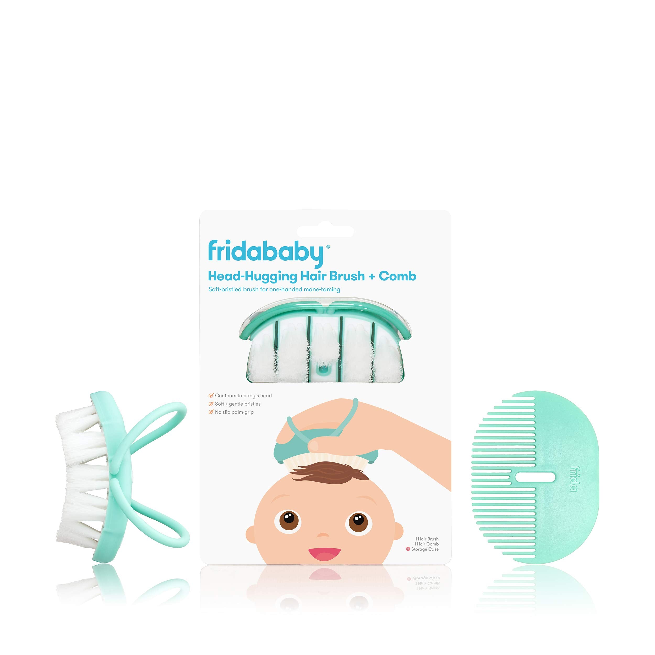Infant hairbrush + comb + case (head - hugging hair brush + comb)