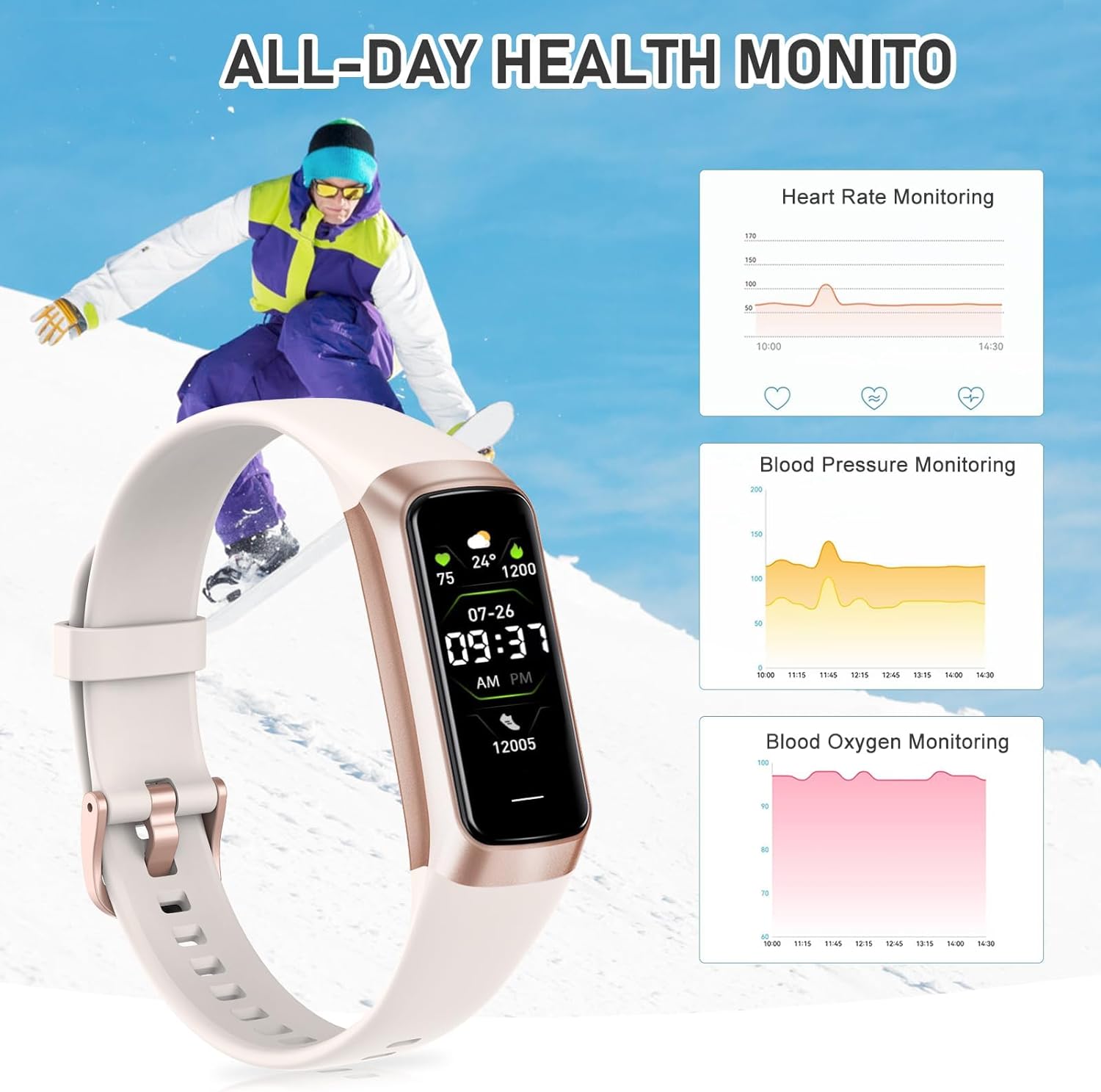 Fitness Tracker with Heart Rate Monitor, Step Counter, Sleep Monitor, Calorie Tracking, Activity Tracker with 1.1" AMOLED Touch Color Screen, Waterproof Step Tracker for Android iPhones Women Men Kids