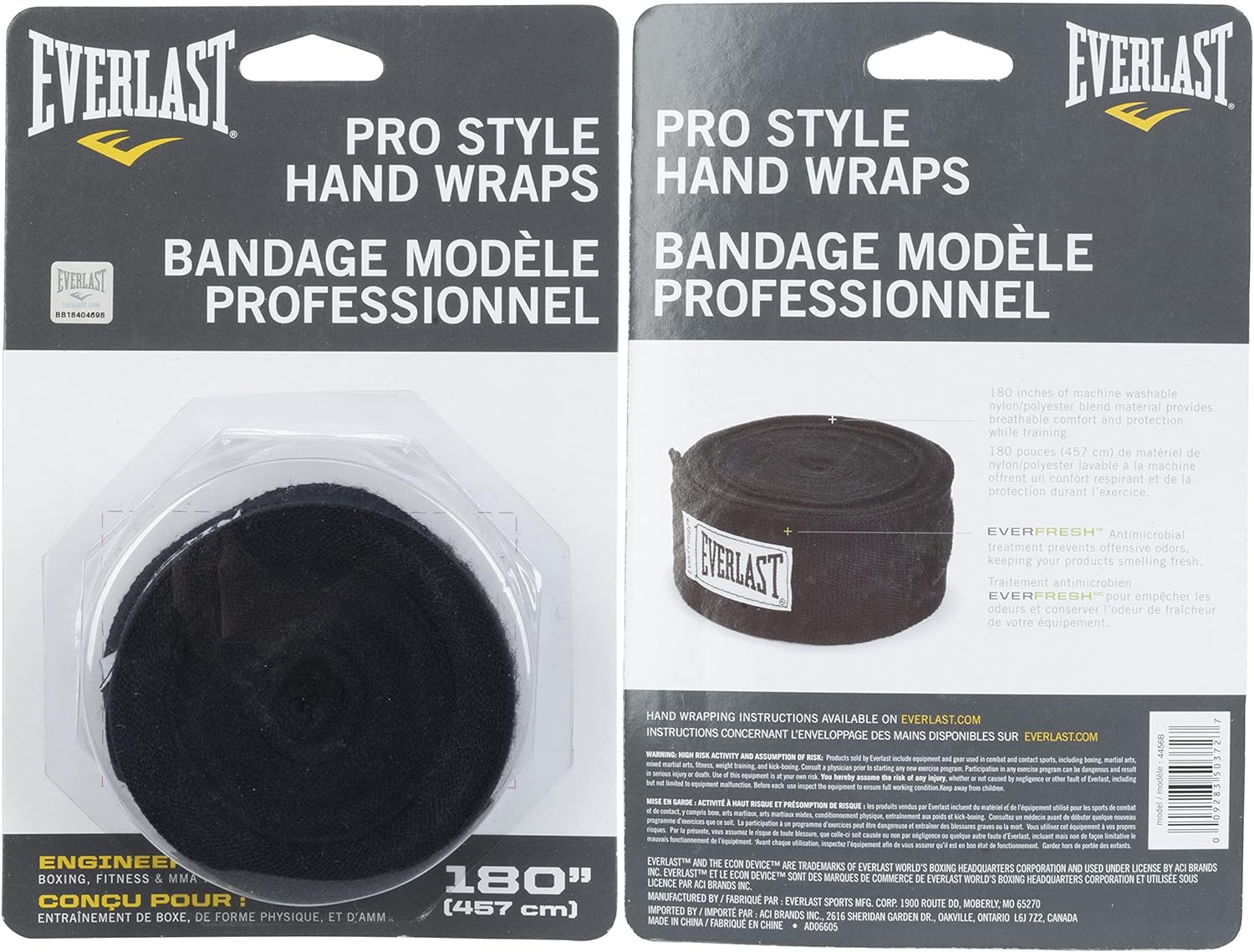 Everlast Hand Wraps Black 120 Inch (4455BP)