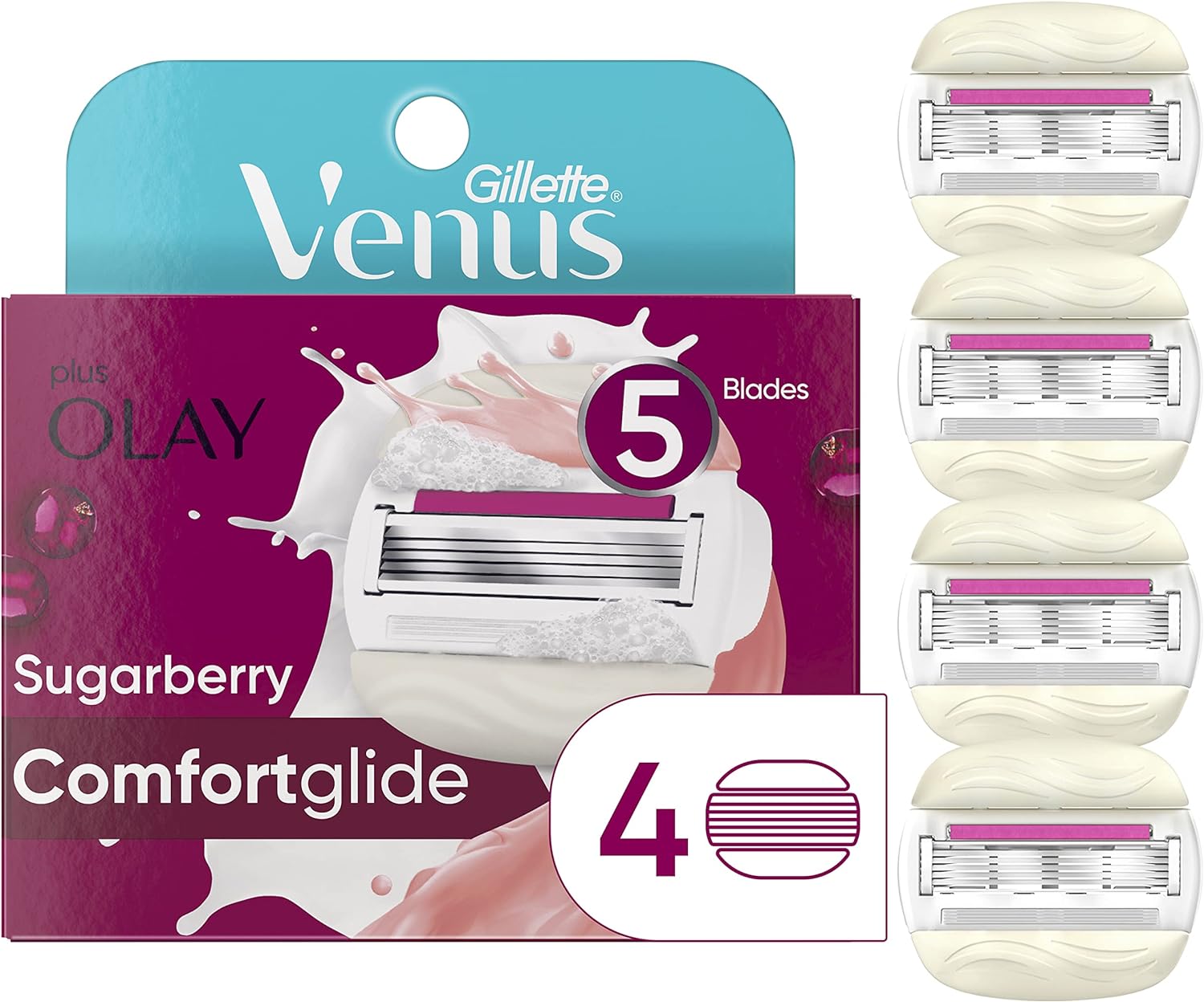 Gillette Venus ComfortGlide plus Olay Coconut Women's Razor Blade Refills, 6 Count (Packaging May Vary)