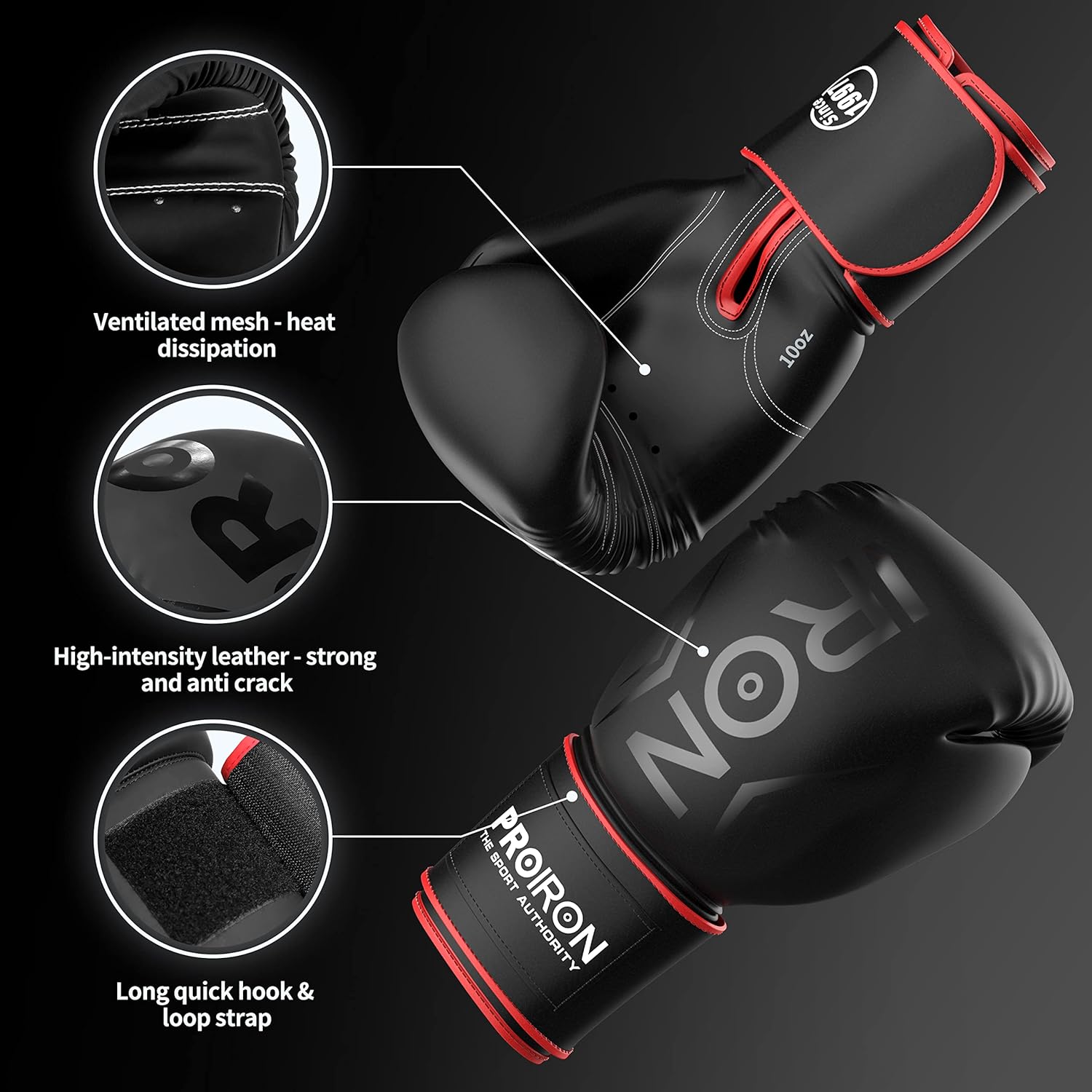 PROIRON Boxing Gloves MMA Punch Bag Training Mitts for Muay Thai, Sparring, Kickboxing, Fighting, Martial Arts, Workout Gloves 8oz, 10oz, 12oz, 14oz with Free