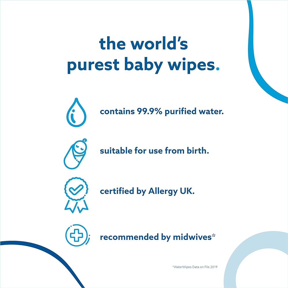 WaterWipes Original Plastic Free Baby Wipes, 540 Count (9 packs), 99.9% Water Based Wet Wipes & Unscented for Sensitive Skin