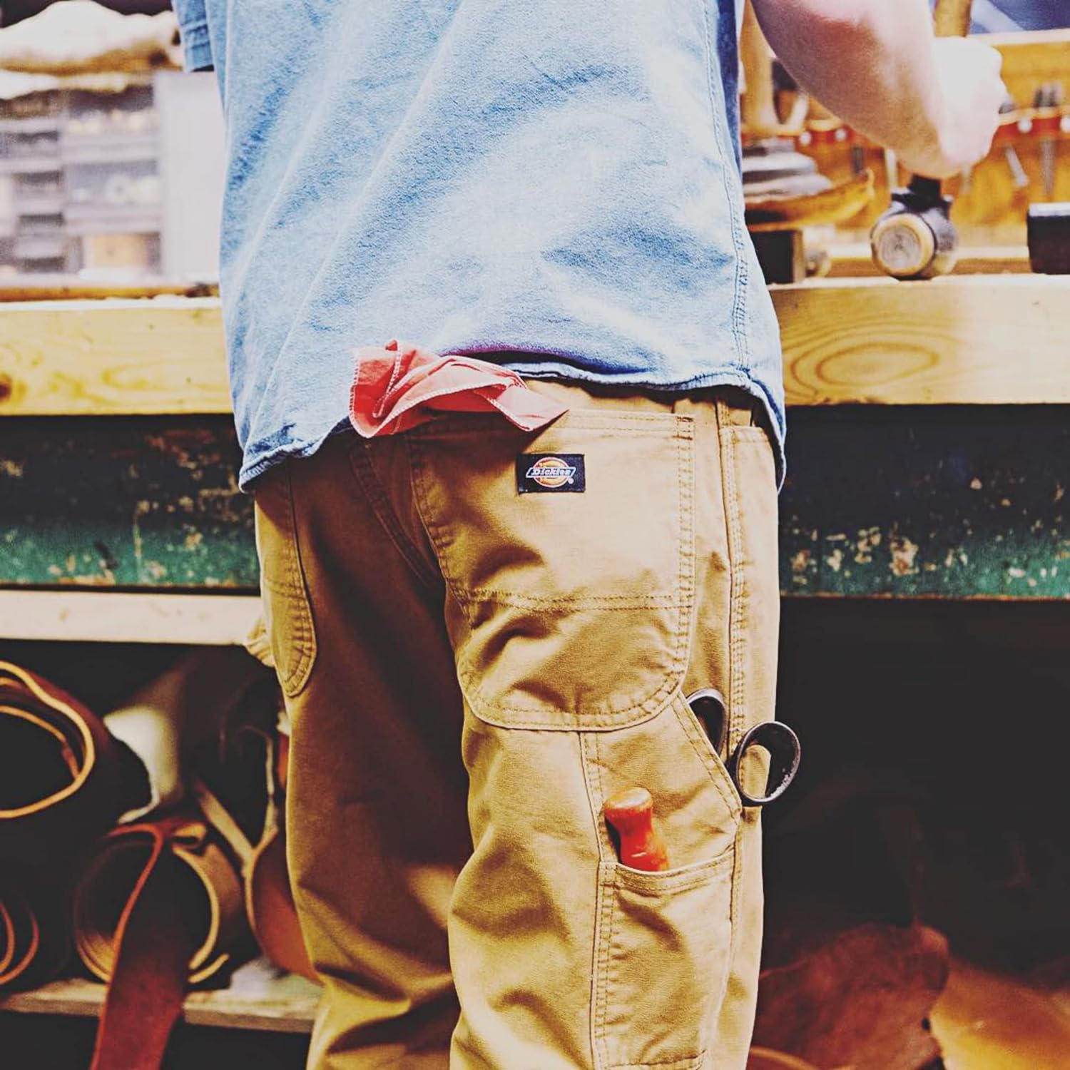 سروال جينز بقصة مستقيمة وتصميم مريح للرجال من ديكيز، جينز جيراديس بين داك كاربنتر