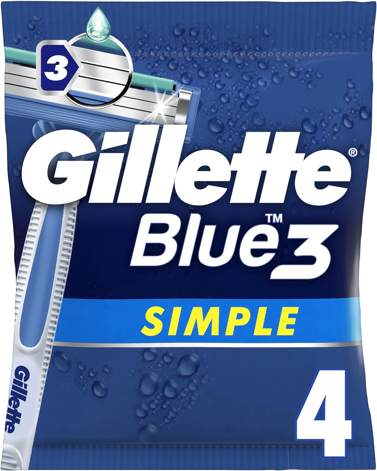Gillette Blue Simple3 Men S Disposable Razors 4 Count