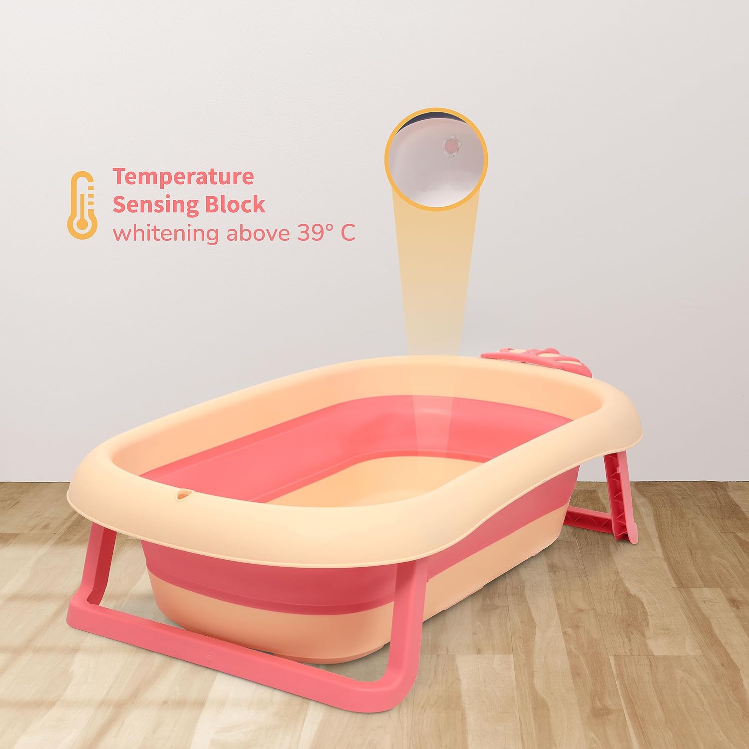 Nurtur Collapsible Baby/kids Bathtub with– Mini swimming pool bather for baby/kids with Non slip design – Newborn bath tub for baby - Orange