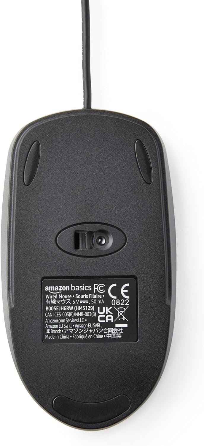Button Wired USB Computer Mouse, Single, Black