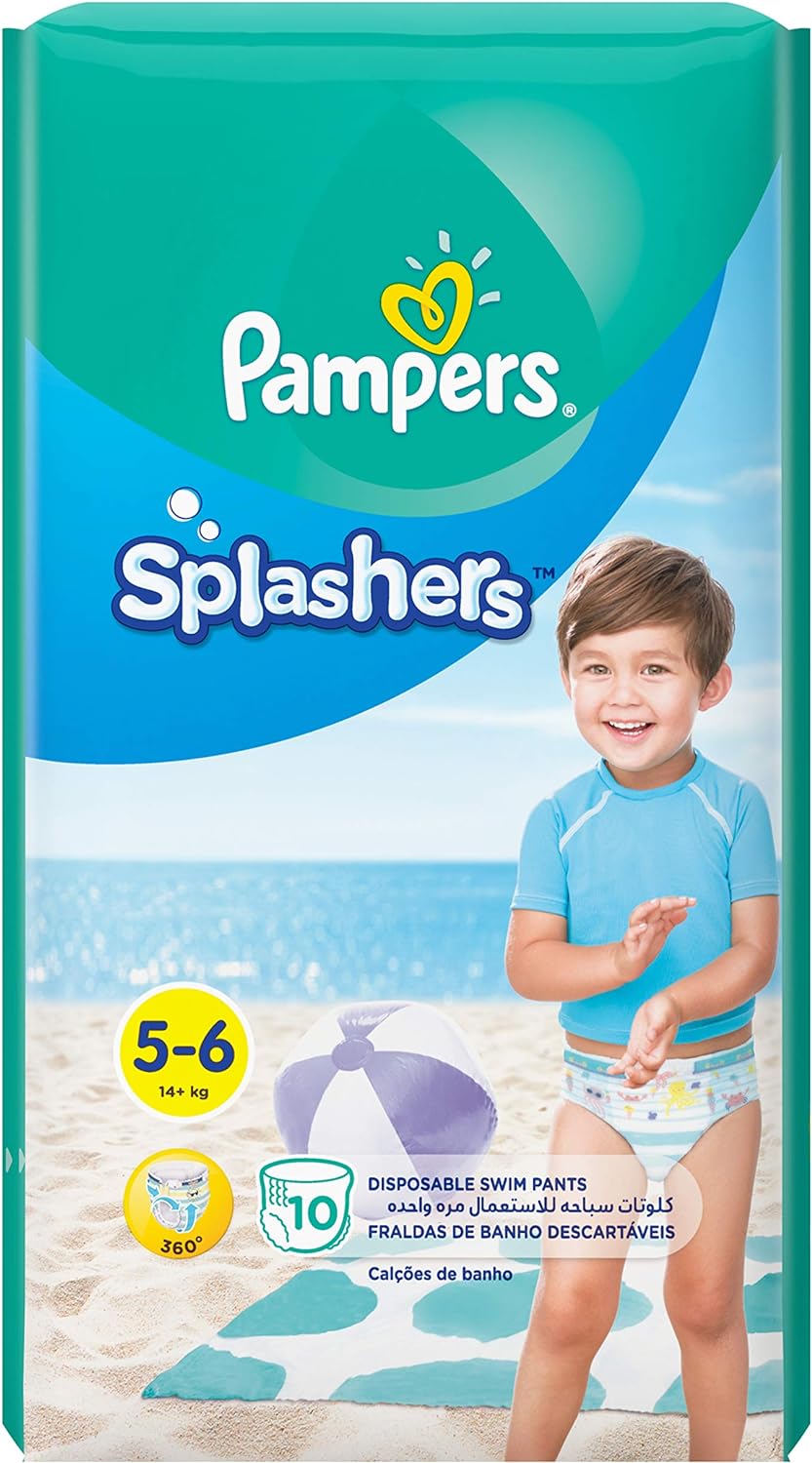 Pampers Splashers, Size 5-6, 14+ kg, Carry Pack, 10 Swim Diaper Pants