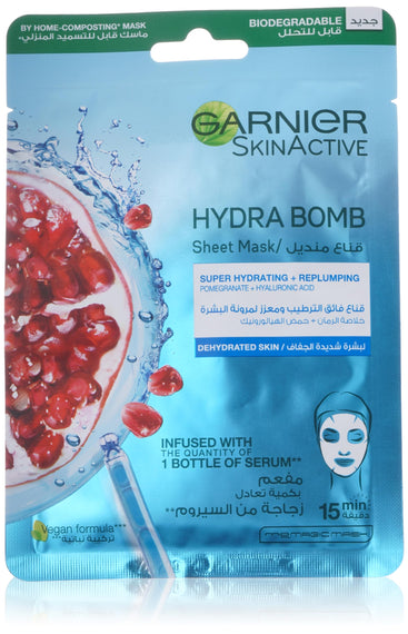 Garnier Skinactive Pomegranate Hydrating Face Tissue Mask For Dehydrated Skin 28G